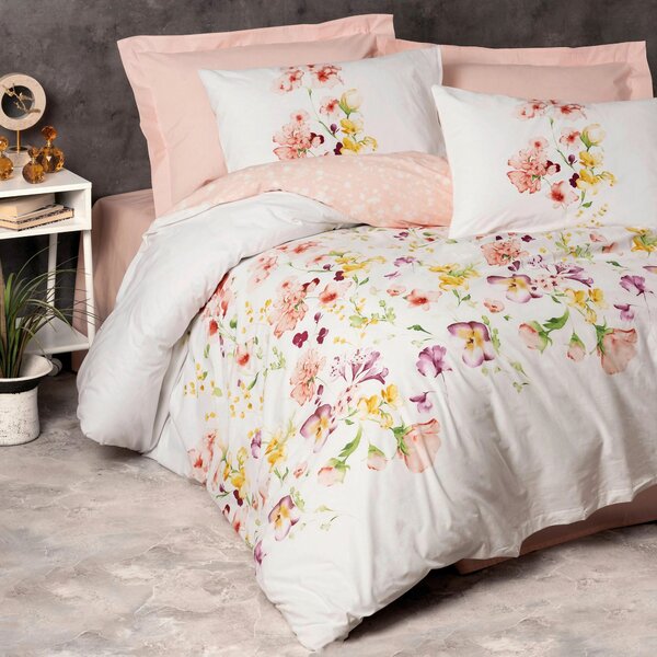 POVLEČENÍ, bílá, lososová, 155/220 cm - Online Only povlečení, Online Only