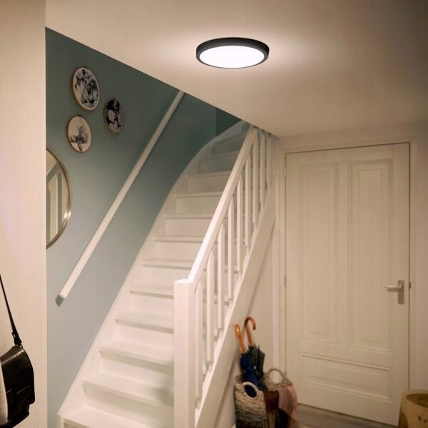 Stropní Stropní Svítidlo PHILIPS LED, černé, 12W, 2700K, Stropní Svítidlo kulaté, 21 cm