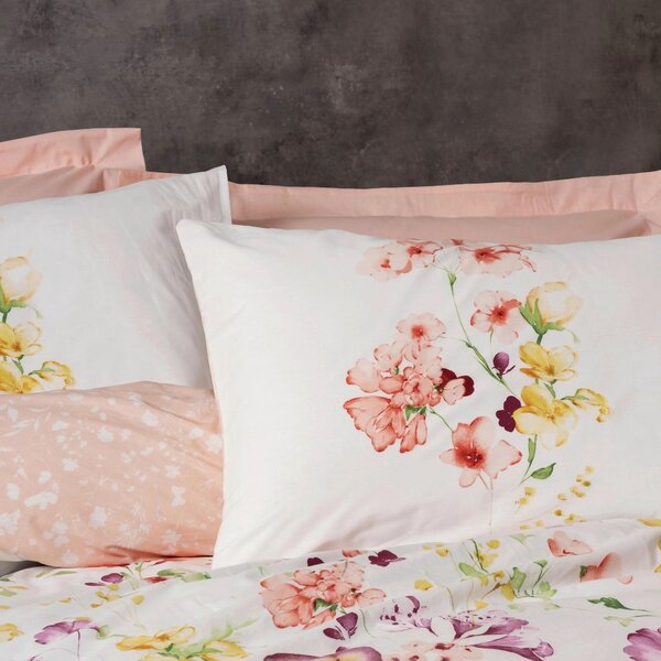 POVLEČENÍ, bílá, lososová, 155/220 cm - Online Only povlečení, Online Only