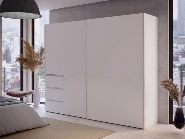SKŘÍŇ S POSOUVACÍMI DVEŘMI, bílá, 250/200/61 cm Carryhome - Šatní skříně, Online Only