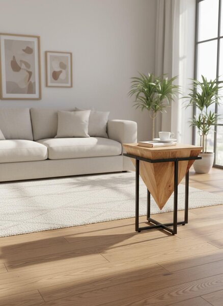 ODKLÁDACÍ STOLEK, akácie, přírodní barvy, černá, barvy akácie Ambia Home - Odkládací stolky