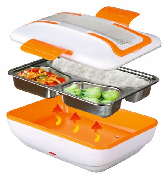 De Gusto Ohřívací box na jídlo WARMY 12V/230V - oranžová