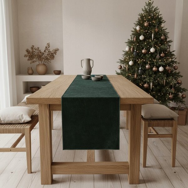 VELVETOVÝ BĚHOUN Z POLYESTER 200X35 CM ZELENÝ