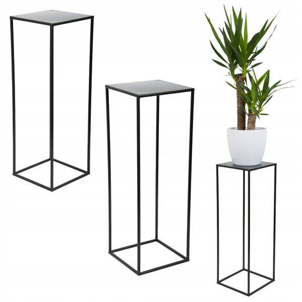 Stojan na květiny volně stojící HowHomely kovový černý 70 cm