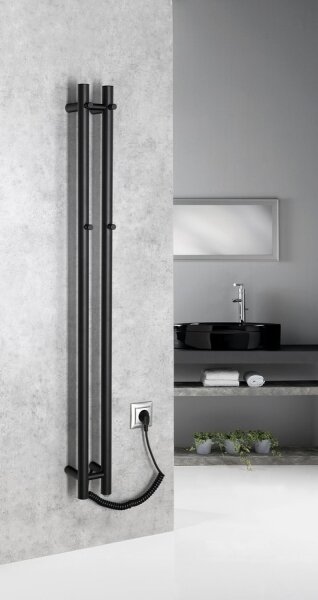 Sapho - Elektrický sušák ručníků PAPINADO 40W 120x11 cm matná černá
