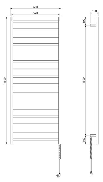 Sapho - Elektrický sušák ručníků ESKINADO 130W 150x60 cm nerez/lesklý chrom