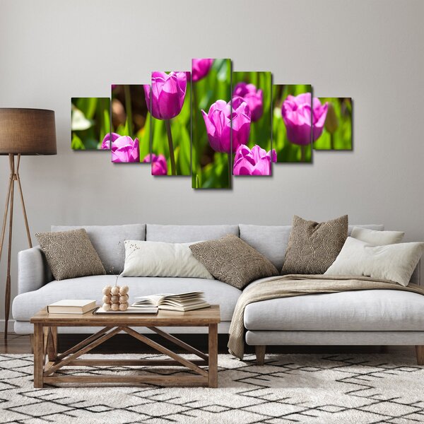Obraz tulipánů na louce (210x100 cm)