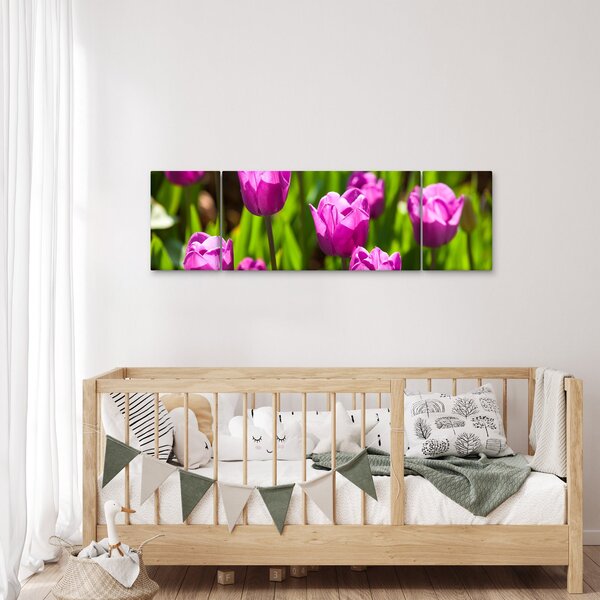 Obraz tulipánů na louce (170x50 cm)