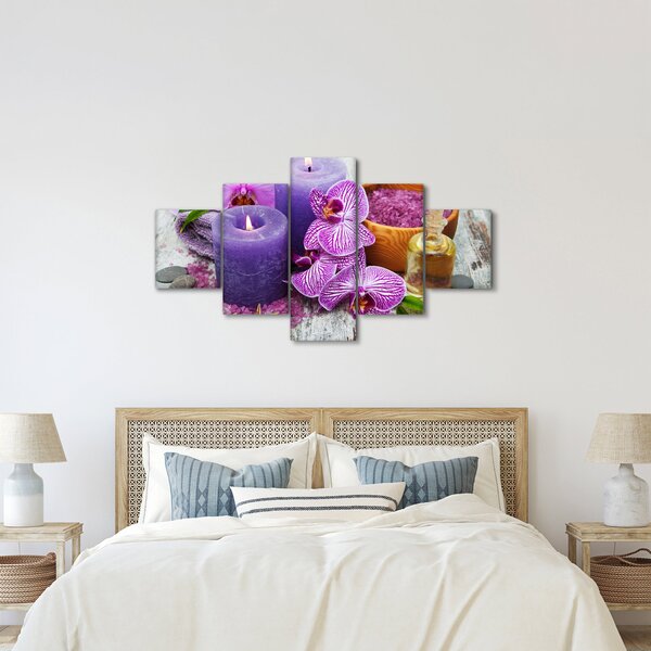Obraz orchideí a svíček (125x70 cm)