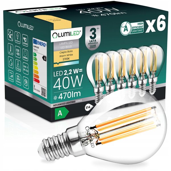 LED žárovka Lumiled E14 2,2W 470 lm 2700K kulatá