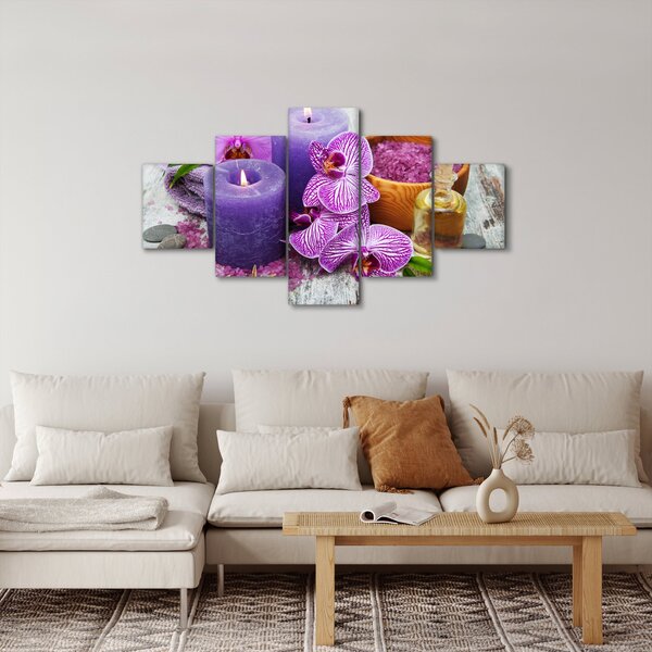 Obraz orchideí a svíček (125x70 cm)