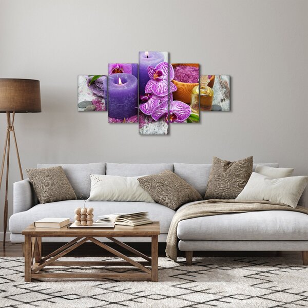 Obraz orchideí a svíček (125x70 cm)