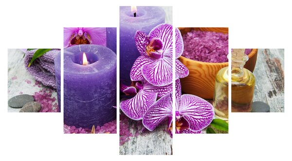 Obraz orchideí a svíček (125x70 cm)
