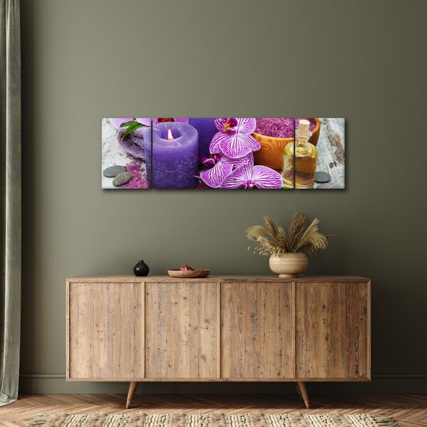 Obraz orchideí a svíček (170x50 cm)