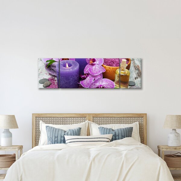Obraz orchideí a svíček (170x50 cm)