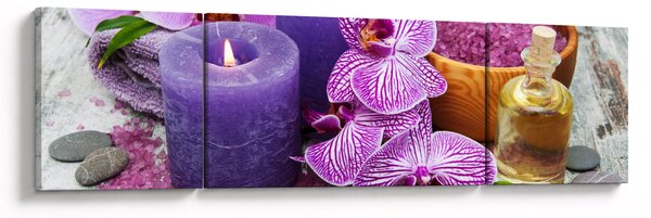Obraz orchideí a svíček (170x50 cm)