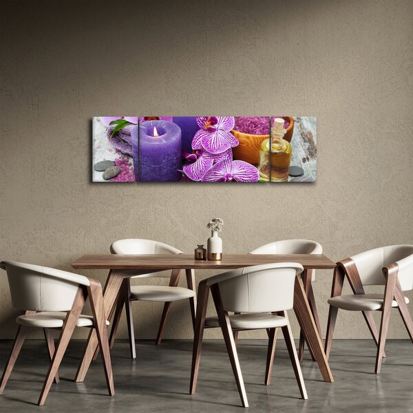 Obraz orchideí a svíček (170x50 cm)