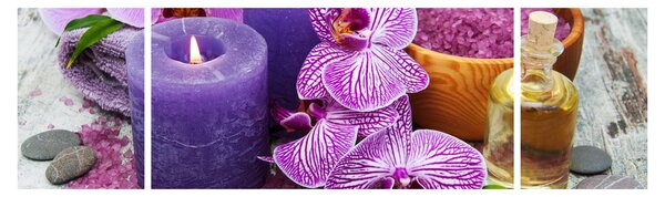 Obraz orchideí a svíček (170x50 cm)