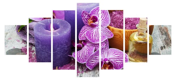 Obraz orchideí a svíček (210x100 cm)
