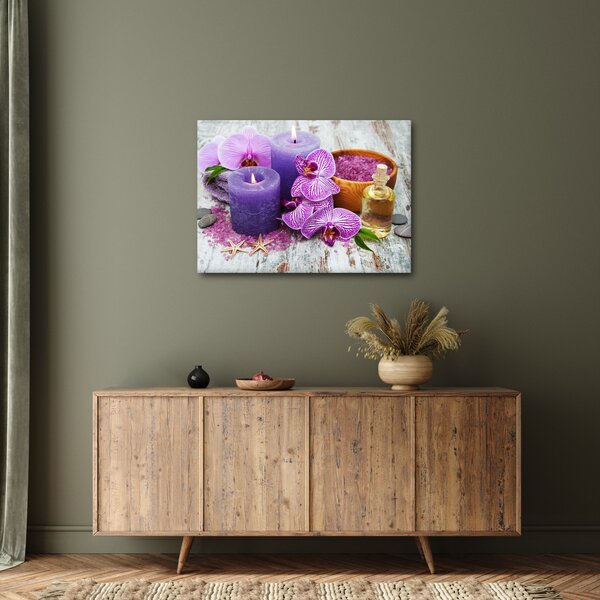 Obraz orchideí a svíček (70x50 cm)