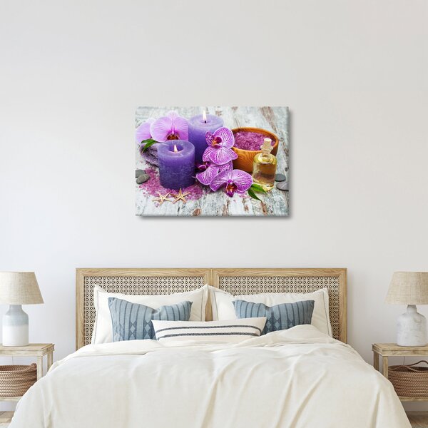 Obraz orchideí a svíček (70x50 cm)