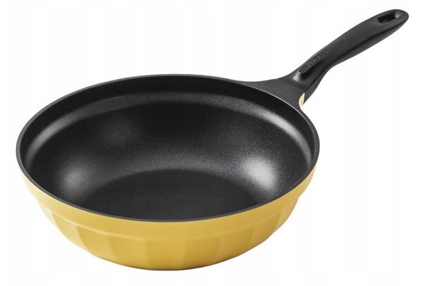 BUYDEEM CP102 Pánev 30cm hliníková s poklicí nepřilnavá Žlutá