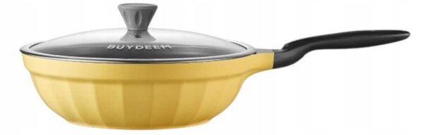 BUYDEEM CP102 Pánev 30cm hliníková s poklicí nepřilnavá Žlutá