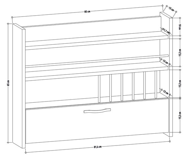 Kalune Design Kuchyňská police KNOTT 85 cm dub přírodní