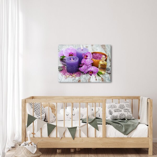Obraz orchideí a svíček (70x50 cm)