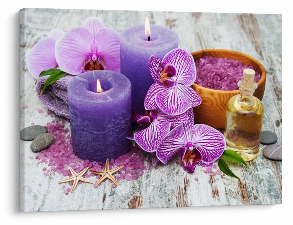 Obraz orchideí a svíček (70x50 cm)