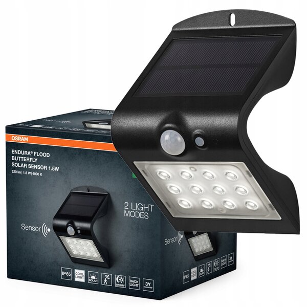 Solární LED reflektor s pohybovým a soumrakovým senzorem 1,5W 220lm 4000K IP65 Osram