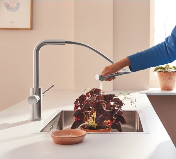 GROHE 30601DC0 - Dřezová baterie BLUE PURE s výsuvnou koncovkou nerez