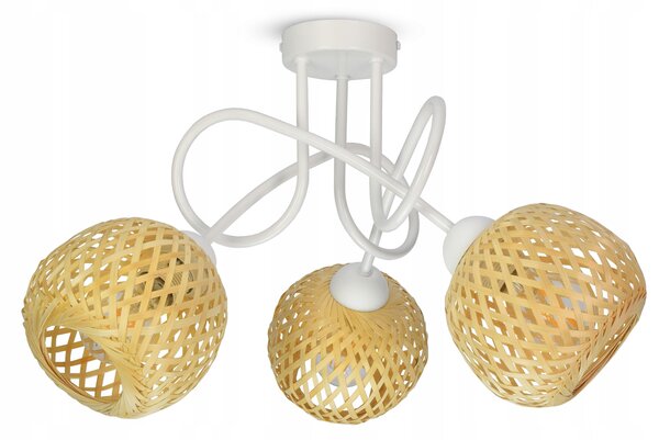 Závěsné Stropní Svítidlo Bambusová pletená BOHO přírodní 583-PE3 LED bílá