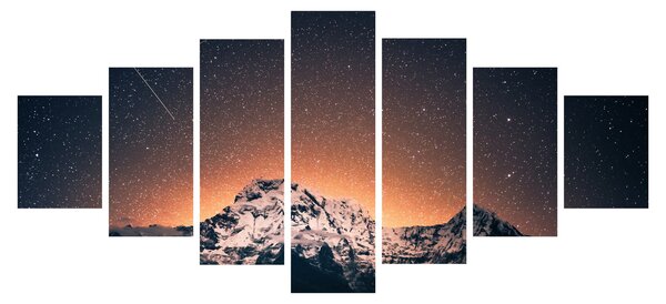 Obraz noční oblohy s horou (210x100 cm)