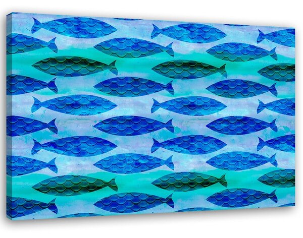 Obraz na plátně Hejno modrých ryb - Andrea Haase Rozměry: 60 x 40 cm