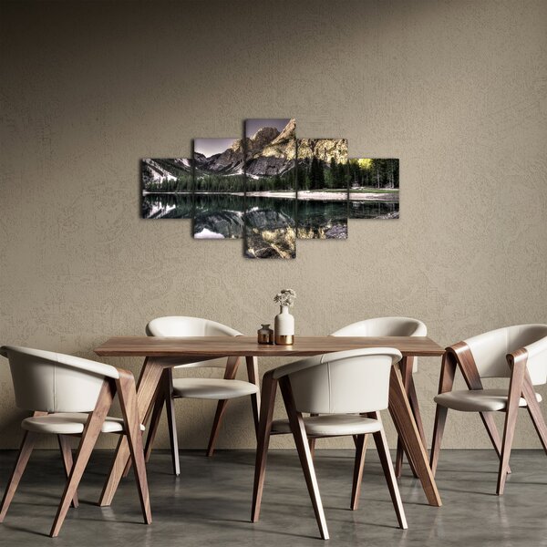 Obraz jezera v horách (125x70 cm)