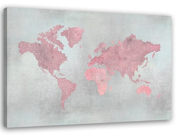 Obraz na plátně Růžová mapa kontinentů - Andrea Haase Rozměry: 60 x 40 cm