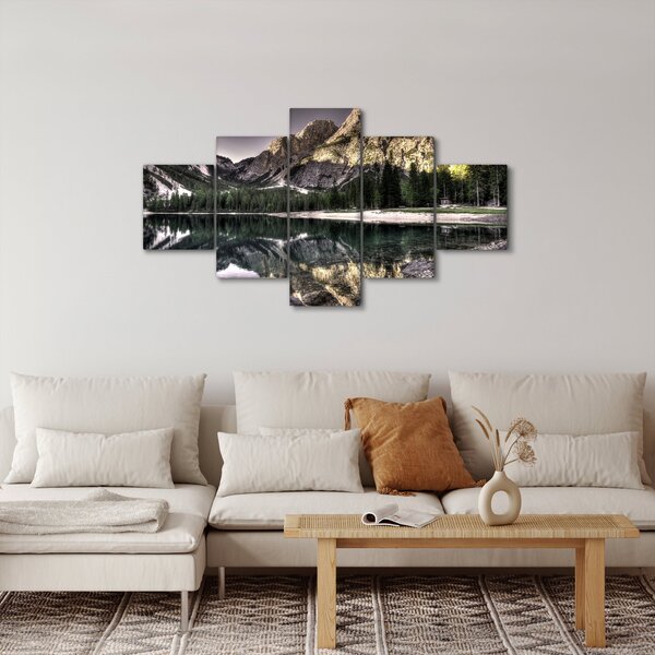 Obraz jezera v horách (125x70 cm)