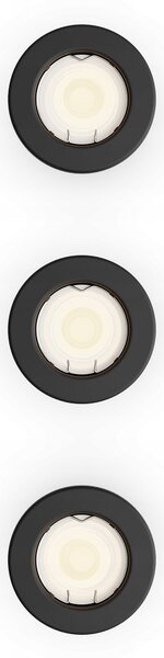 3x Zápustné Halogenové Svítidlo LED GU10 ČERNÉ Peridot Philips