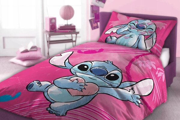 Povlečení 140x200 Lilo a Stitch růžový povlak 70x90 Faro