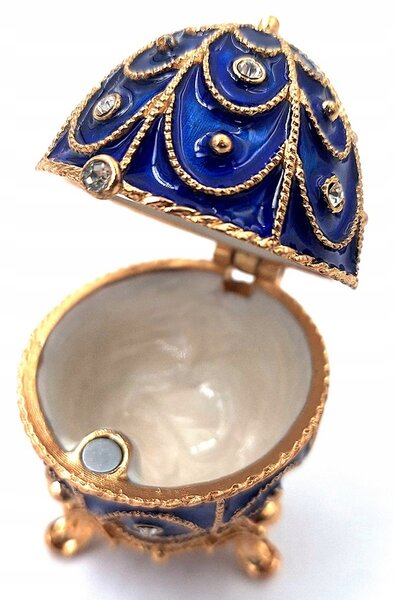 Exkluzivní kovová šperkovnice s krystaly - Vejce Fabergé - B0748-17 BL