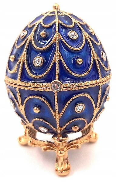 Exkluzivní kovová šperkovnice s krystaly - Vejce Fabergé - B0748-17 BL