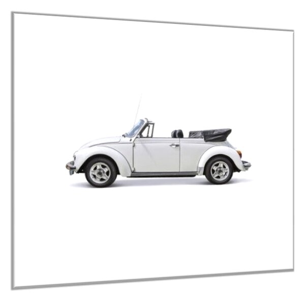 Skleněný obraz auto bílý brouk kabriolet - 50 x 50 cm