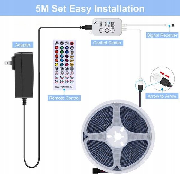LED pásek RGB X-Site DD-005App, SMD2835, 40 tlačítek, IP65, 5 m