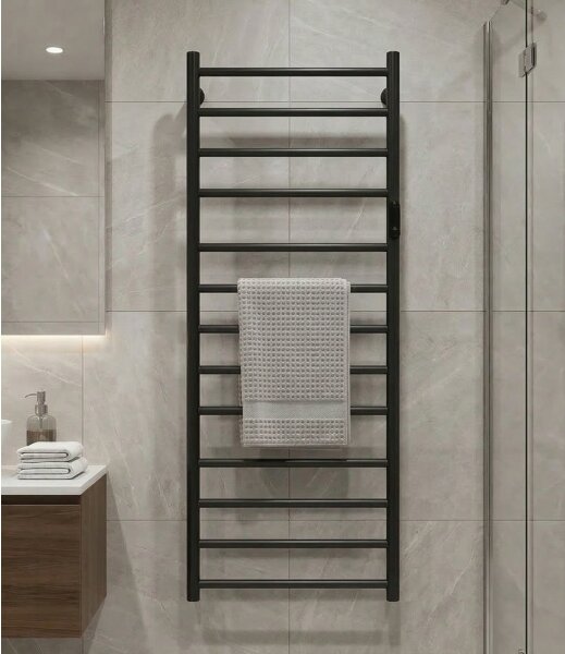 Elektrický sušák ručníků 45x132 cm 180W nerez/černá