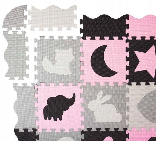 PĚNOVÉ VZDĚLÁVACÍ PUZZLE 36ks. XXL- růžově šedé