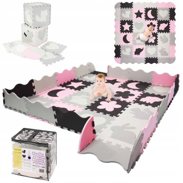 PĚNOVÉ VZDĚLÁVACÍ PUZZLE 36ks. XXL- růžově šedé