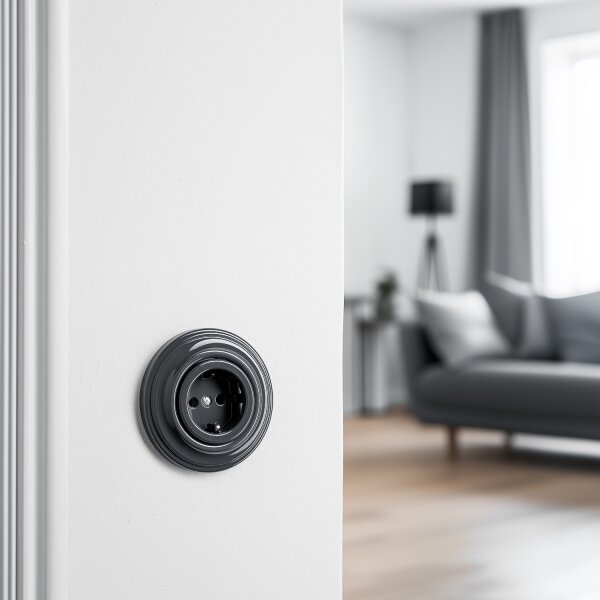 Kliklap - Retro zásuvka domovní s rámečkem SCHUKO 230V/16A antracit