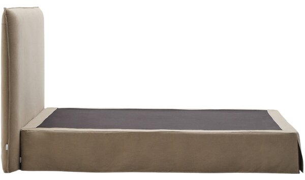 Kave Home Béžová dvoulůžková postel s čelem Jaira 150 x 190 cm