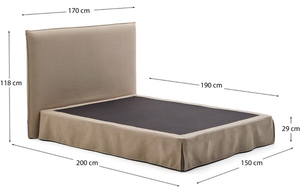 Kave Home Béžová dvoulůžková postel s čelem Jaira 150 x 190 cm